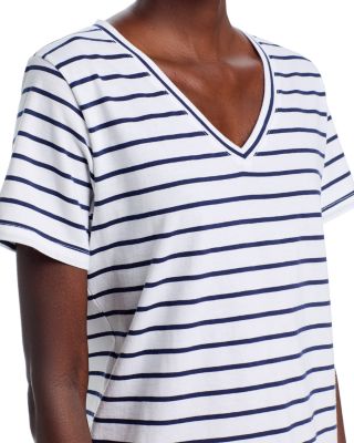 Striped V Neck Tee