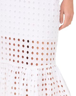 Eyelet Ruffle Hem Midi Skirt