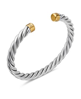 Men's Cable Classic Cuff Bracelet with 18k Gold