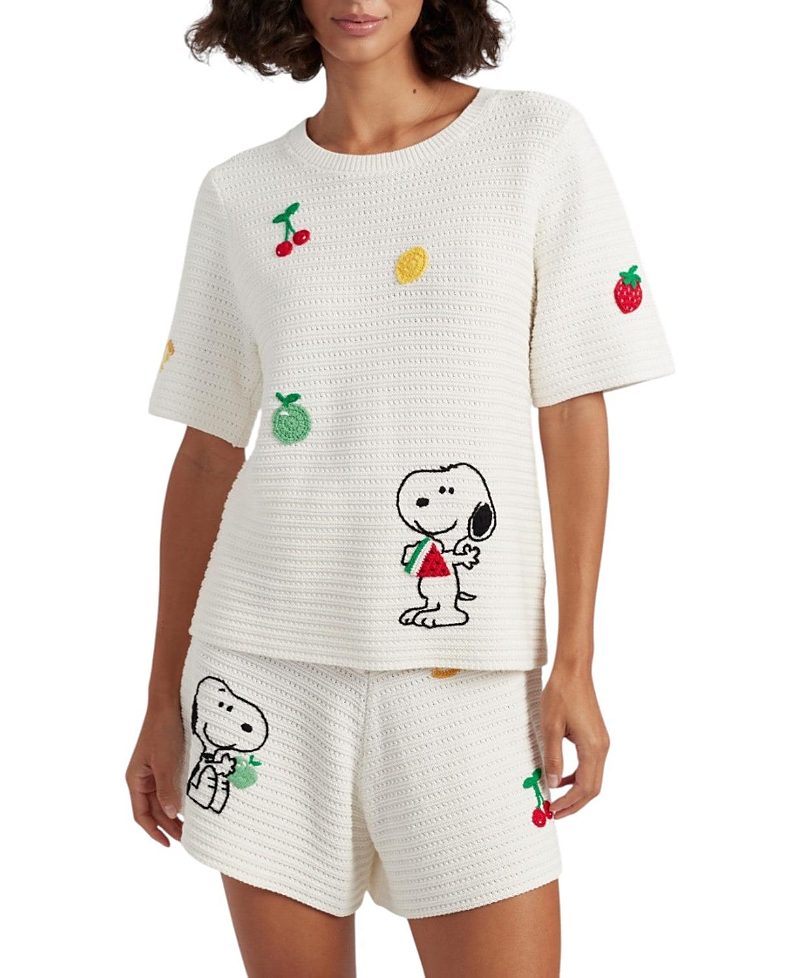 Chinti & Parker Women's Cotton Snoopy Crochet Tee