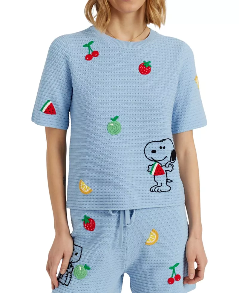 Chinti & Parker Women's Cotton Snoopy Crochet Tee