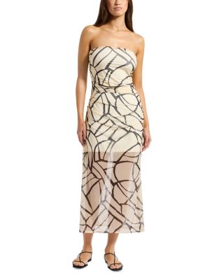 Mesh Strapless Dress Swim Cover-Up