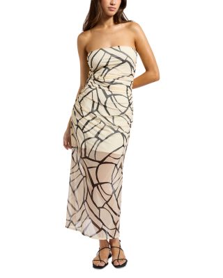 Mesh Strapless Dress Swim Cover-Up