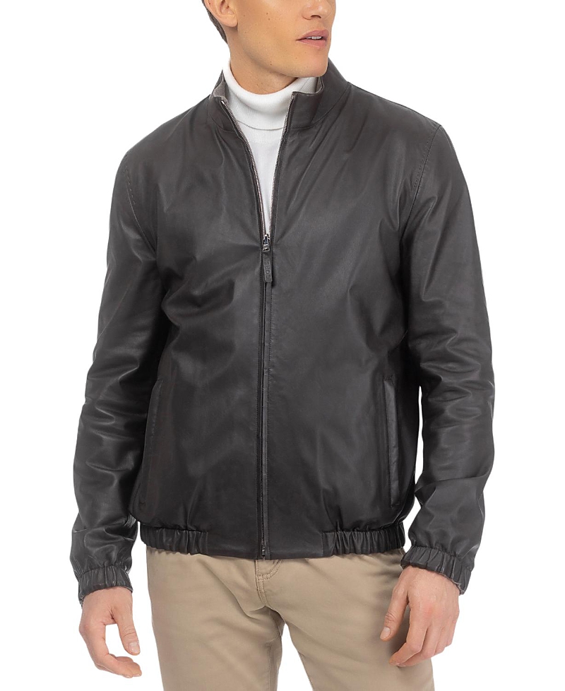 Gorski Men's Nappa Leather Jacket Reversible to Cashmere & Wool Crafted From Loro Piana