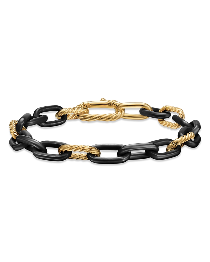 David Yurman Dy Madison Chain Bracelet in Black Titanium with 18K Yellow Gold, 8.5mm