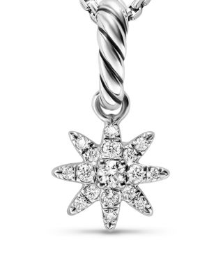 Petite Starburst Pendant in Sterling Silver with Full Pav&eacute; Diamonds, 10mm