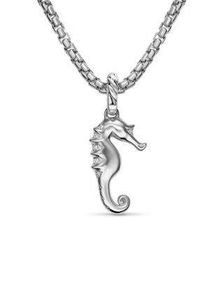 Seahorse Amulet in Sterling Silver with Diamonds, 22mm