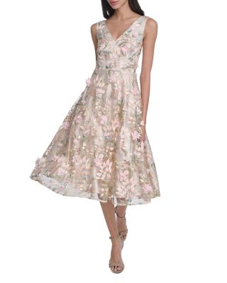 Sleeveless V Neck Fit and Flare Dress