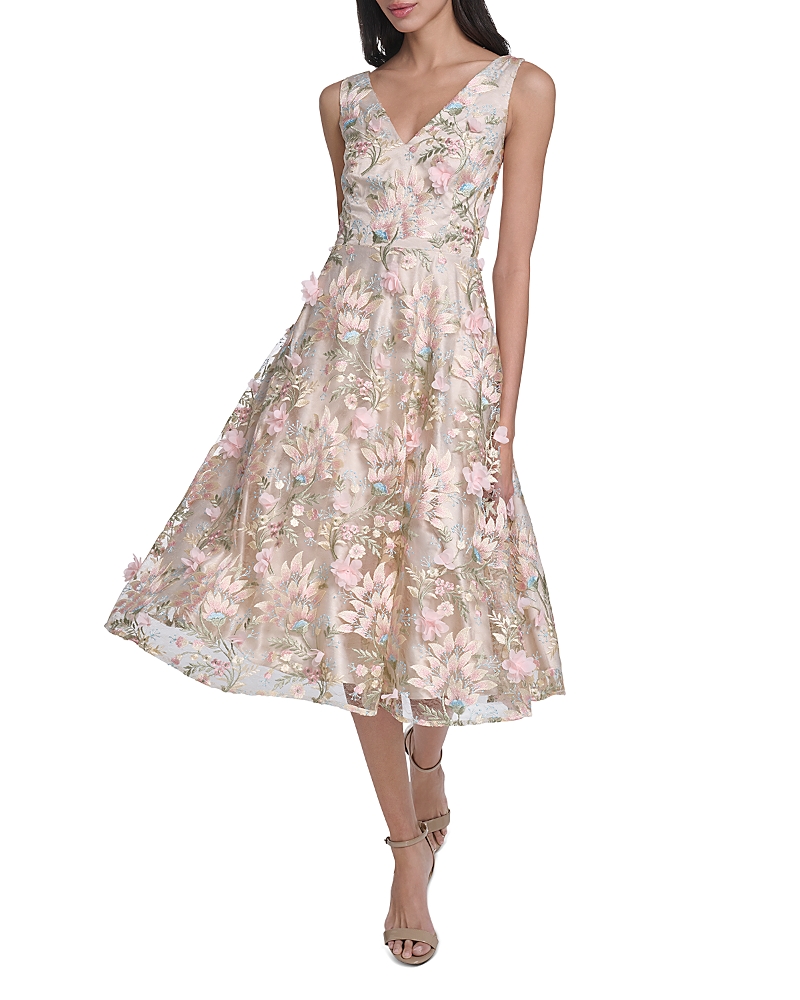 Eliza J Sleeveless V Neck Fit and Flare Dress
