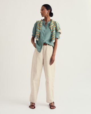  Shore Path Frilled Collar Casual Shirt