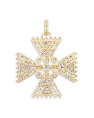 18K Yellow Gold Crux Diamond Cross Pendant