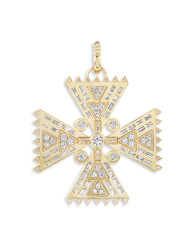 Harwell Godfrey 18K Yellow Gold Crux Diamond Cross Pendant