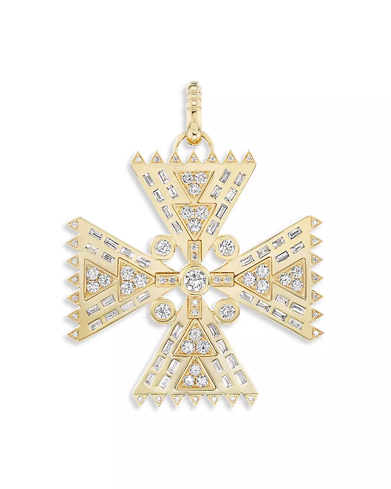 Harwell Godfrey 18K Yellow Gold Crux Diamond Cross Pendant