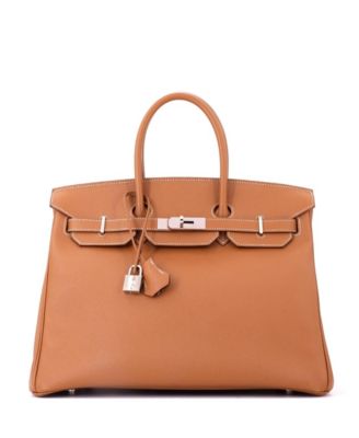 Birkin 35 Handbag Brown Epsom with Palladium Hardware