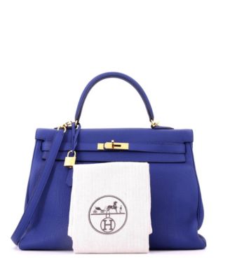 Kelly 35 Handbag Blue Togo with Gold Hardware