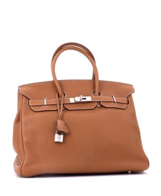 Birkin 35 Handbag Brown Clemence with Palladium Hardware