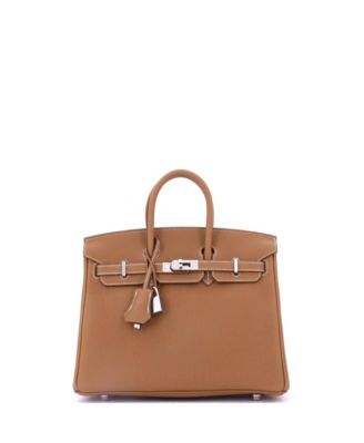 Birkin 25 Handbag Brown Togo with Palladium Hardware