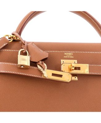 Kelly 32 Handbag Brown Courchevel with Gold Hardware