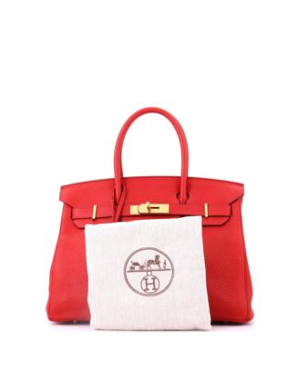 Birkin 30 Handbag Red Clemence with Gold Hardware