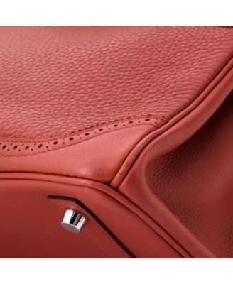 Birkin 30 Handbag Orange Clemence and Evercolor with Palladium Hardware