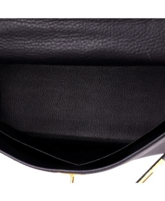 Kelly 28 Handbag Black Clemence with Gold Hardware