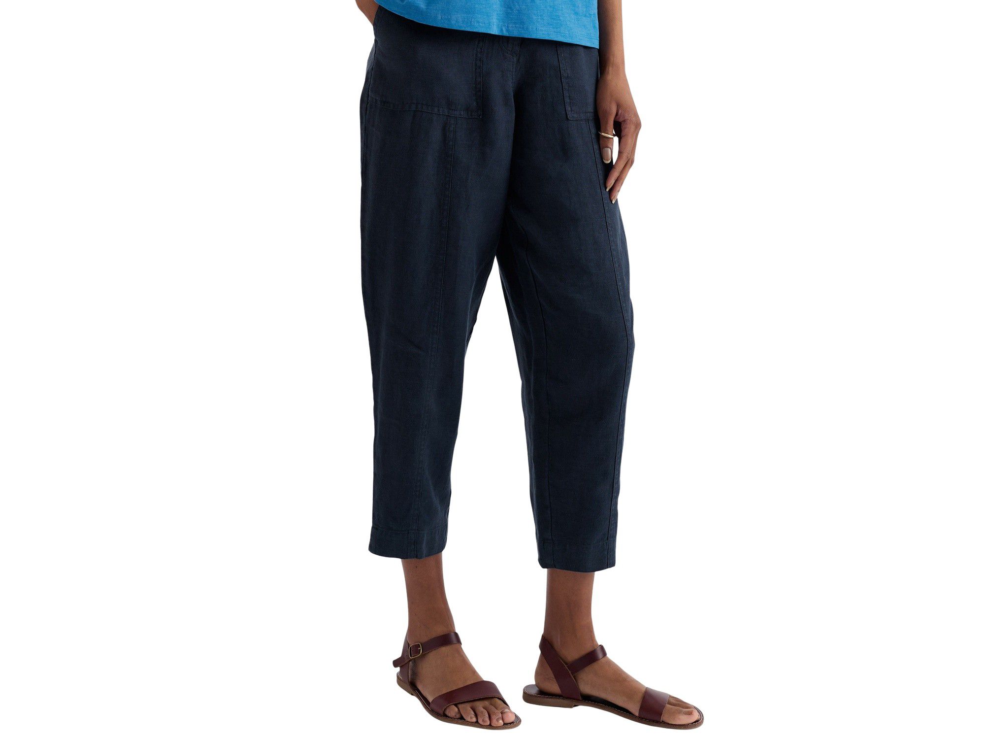 Saltings Linen Cropped Trousers - Image 1