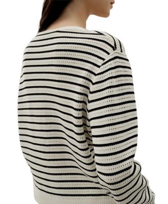 Toscana Striped Pointelle Cardigan