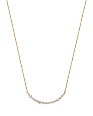Diamond Curved Bar Necklace in 14K Yellow Gold, 0.5 tcw