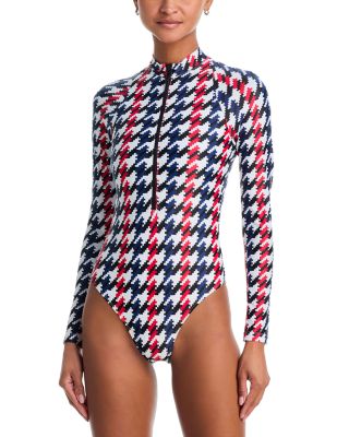 Half Zip Long Sleeve One Piece Swimsuit