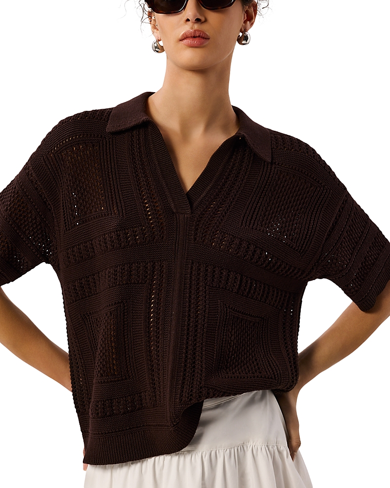 Whistles Crocheted Polo Sweater