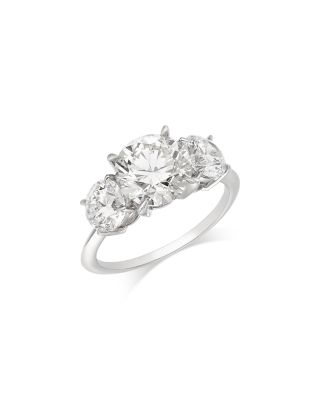 Luxe Collection Certified Lab Grown Diamond Three Stone Engagement Ring in 14K White Gold, 4.0 tcw