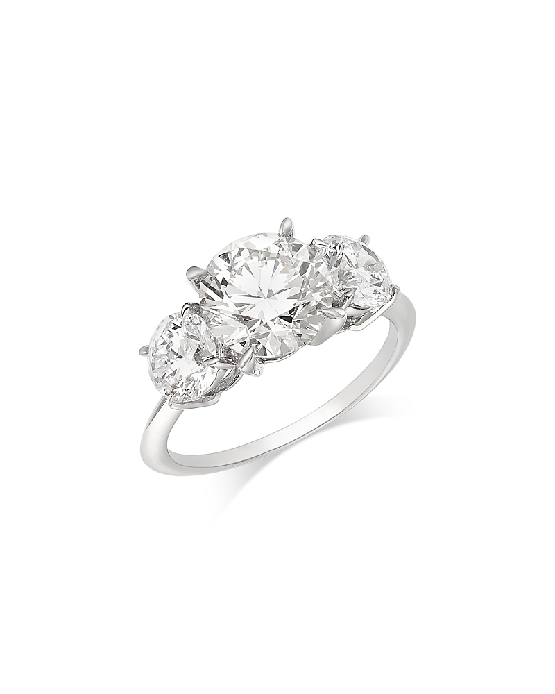 Bloomingdale's Fine Collection Luxe Collection Certified Lab Grown Diamond Three Stone Engagement Ring in 14K White Gold, 4.0 tcw