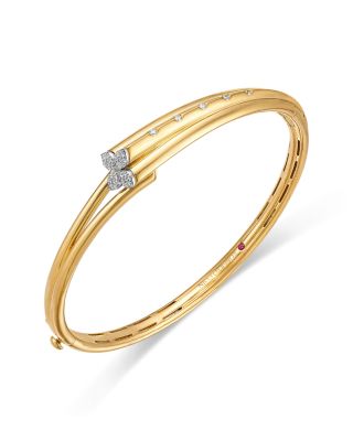 18K White & Yellow Gold Love in Verona Diamond Bypass Bangle Bracelet