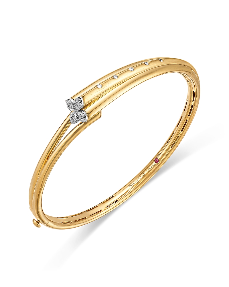 Roberto Coin 18K White & Yellow Gold Love in Verona Diamond Bypass Bangle Bracelet