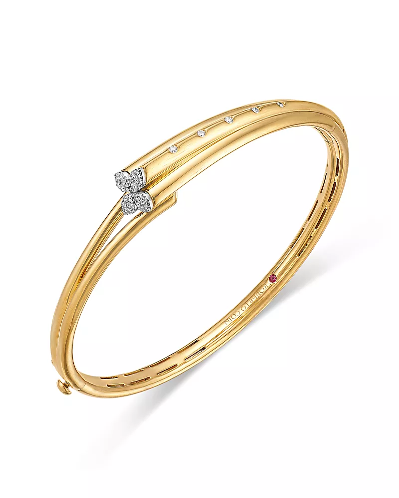 Roberto Coin 18K White & Yellow Gold Love in Verona Diamond Bypass Bangle Bracelet