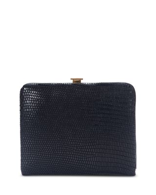 Lizard-Embossed Leather Frame Wallet