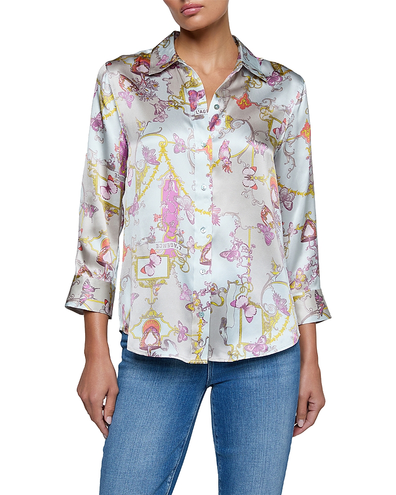 L'agence Dani Silk Three Quarter Sleeve Blouse
