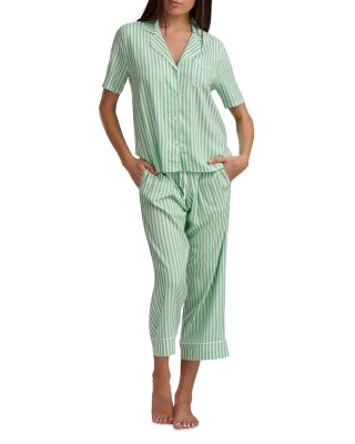 Notch Collar Cropped Pajama Set