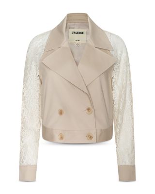 Novelle Lace Sleeve Trench Coat