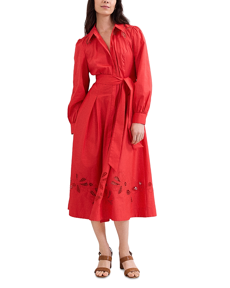 Phase Eight Kim Floral Cutwork Midi Shirtdress