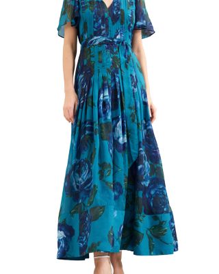 Skylar Teal Floral Maxi Dress