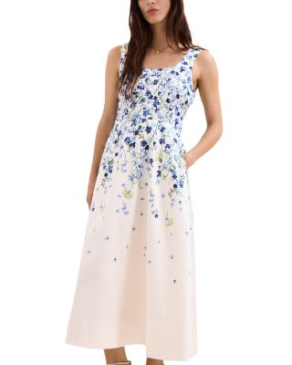 Orla Cream Satin Floral Midi Dress