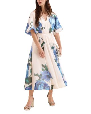 Petite Adeline Cream Floral Midi Dress