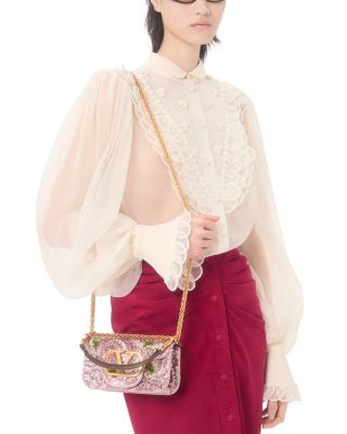 Small Sequin & Bead Satin VLogo Shoulder Bag