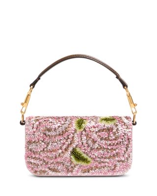 Small Sequin & Bead Satin VLogo Shoulder Bag