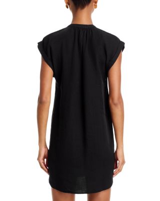 Linen Cap Sleeve Henley Mini Dress