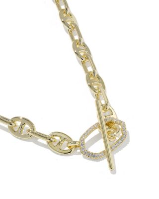 Elisa Pav&eacute; Toggle Mariner Chain Necklace, 18" 