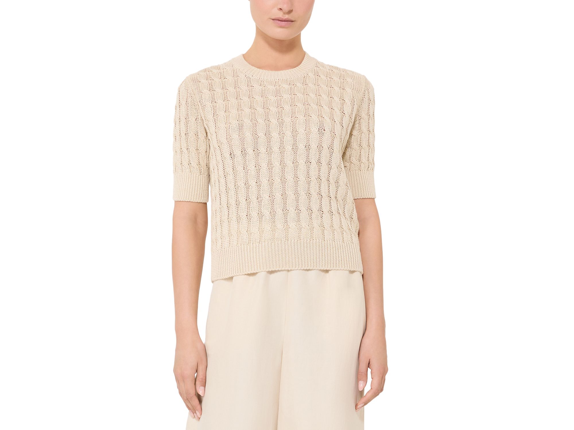 Mxmtalamo Linen Cable Knit Top - Image 1