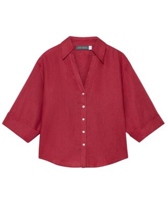  Women's Linen Short Sleeve Resort Shirt