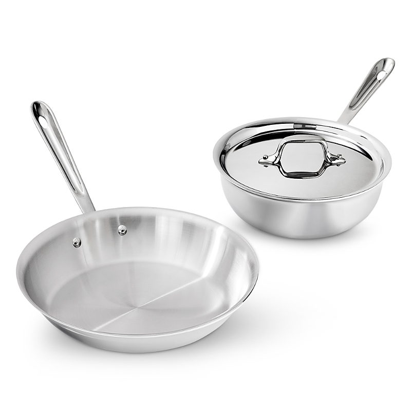 All-clad All Clad D3 Stainless 3 Ply Bonded Cookware Chef's Selection 3 Piece Set In Silver